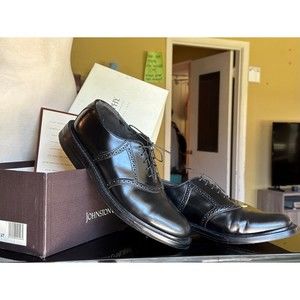 Vtg Men's Johnston & Murphy Black BILTRITE Polished Leather Oxford Dress Shoes